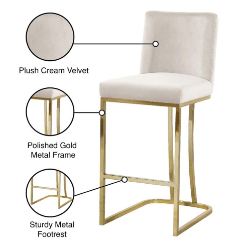 Meridian Furniture Heidi Cream Velvet Stool