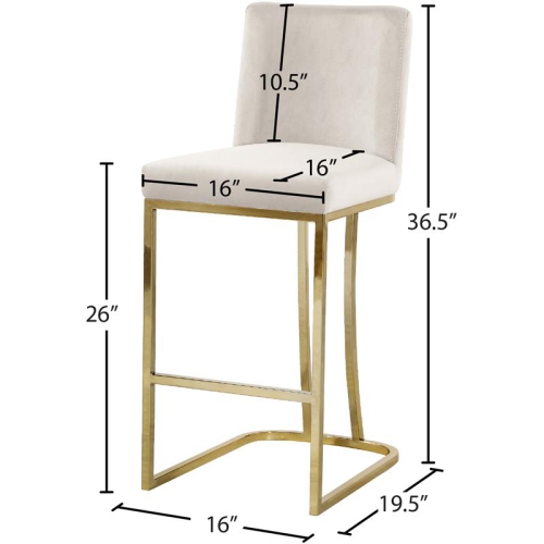 Meridian Furniture Heidi Cream Velvet Stool