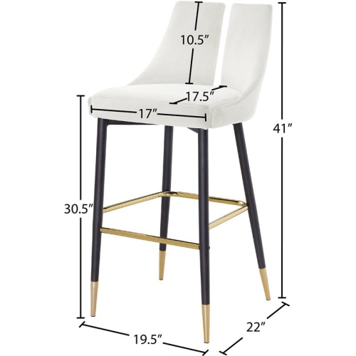 Meridian Furniture Sleek Cream Velvet Stool