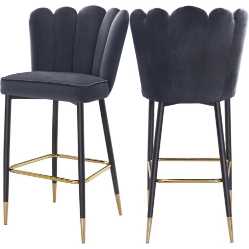 MERIDIAN FURNITURE  Lily Velvet Stool (Set Of 2) In Gray