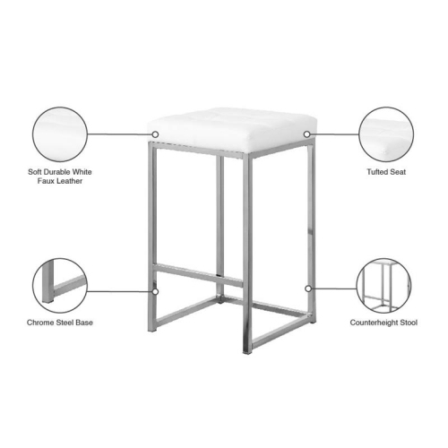 Meridian Furniture Nicola 26.5"H Leather Counter Stool in White