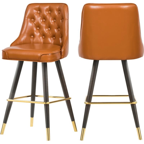 Image 1 de 7.. Tabouret de bar/comptoir en similicuir couleur cognac Portnoy de Meridian Furniture