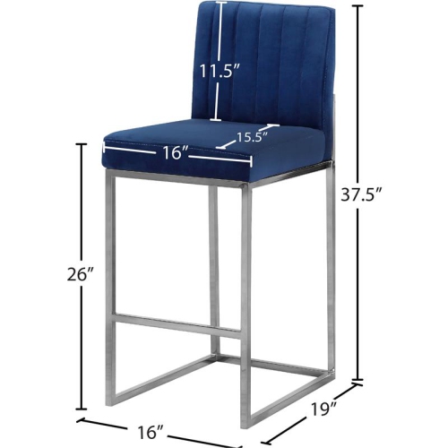 Meridian Furniture Giselle 26"H Velvet Counter Stool in Navy