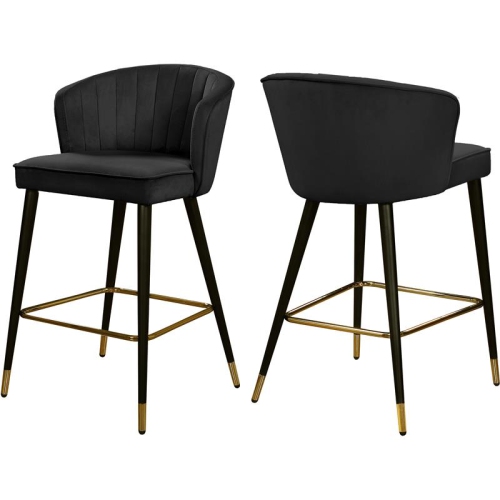 Meridian Furniture Cassie 28"H Velvet Counter Stool in Black