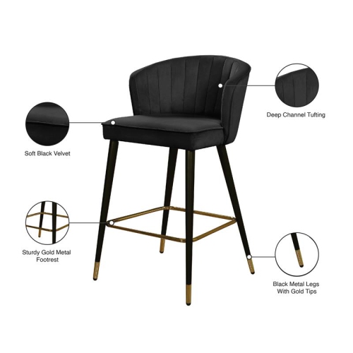 Meridian Furniture Cassie 28"H Velvet Counter Stool in Black