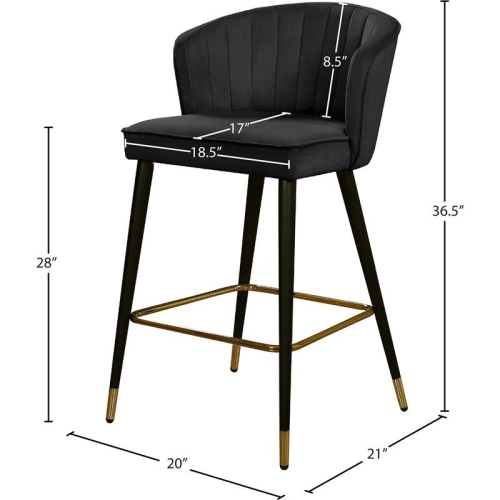 Meridian Furniture Cassie 28"H Velvet Counter Stool in Black