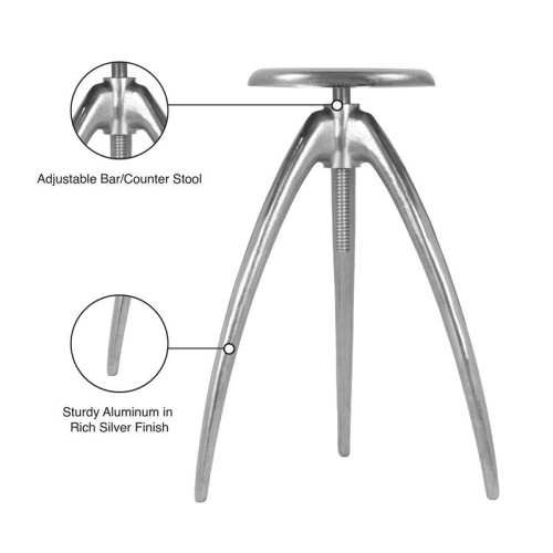 Meridian Furniture Clara Silver Aluminum Counter and Bar Stool