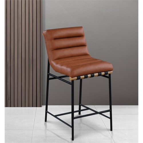 Meridian Furniture Burke Cognac Faux Leather Counter Stool