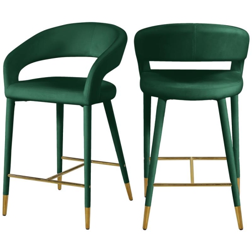 Image 1 de 6.. Tabouret en velours vert Destiny de Meridian Furniture