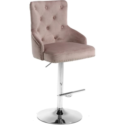 MERIDIAN FURNITURE  Claude 34.5"h Velvet Adjustable Bar Stool In In Pink
