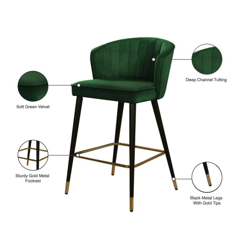Meridian Furniture Cassie 28"H Velvet Counter Stool in Green