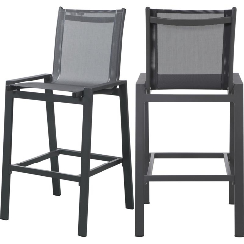 MERIDIAN FURNITURE  Nizuc Black Fabric Outdoor Patio Mesh Barstool (Set Of 2)