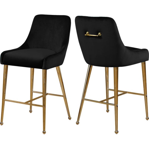 MERIDIAN FURNITURE  Owen 28"h Velvet Bar Stool In (Set Of 2) In Black