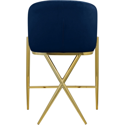 Meridian Furniture Xavier Navy Velvet Counter Stool with Gold Metal Legs