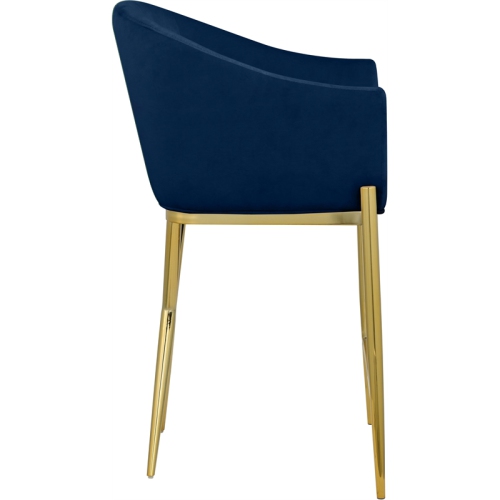 Meridian Furniture Xavier Navy Velvet Counter Stool with Gold Metal Legs