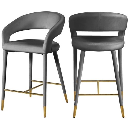 MERIDIAN FURNITURE  Destiny Velvet Stool In Grey