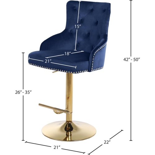 Meridian Furniture Claude Navy Velvet Adjustable Stool