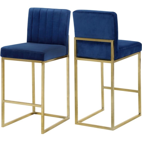 MERIDIAN FURNITURE  Giselle 26"h Velvet Counter Stool In In Navy