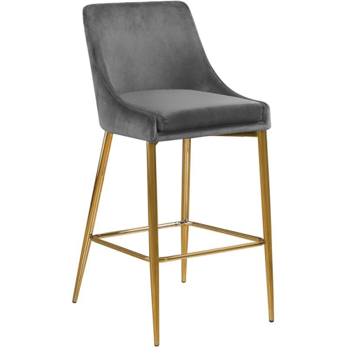 Meridian Furniture Karina 27.5"H Velvet Counter Stool in Gray