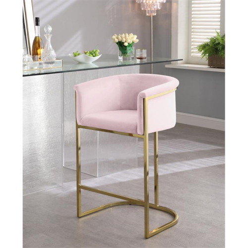 Meridian Furniture Donatella Pink Velvet Stool