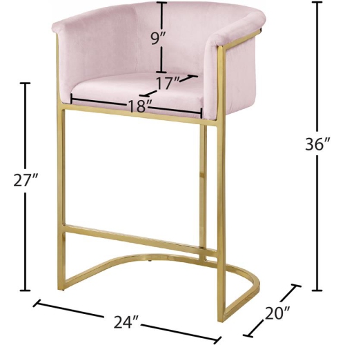 Meridian Furniture Donatella Pink Velvet Stool
