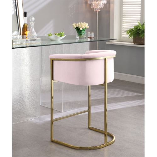 Meridian Furniture Donatella Pink Velvet Stool