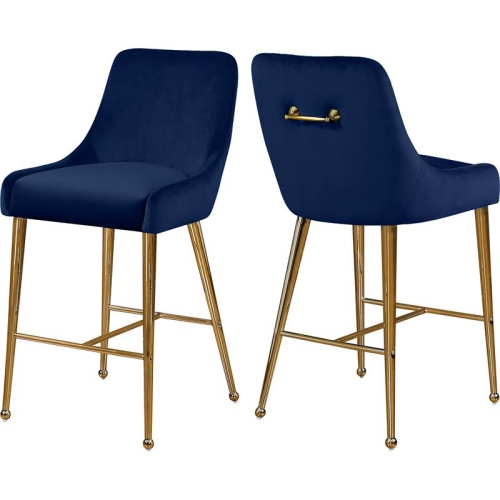 MERIDIAN FURNITURE  Owen 28"h Velvet Bar Stool In (Set Of 2) In Navy
