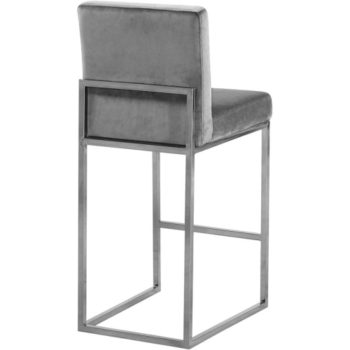 Meridian Furniture Giselle 26"H Velvet Counter Stool in Gray