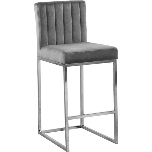 Meridian Furniture Giselle 26"H Velvet Counter Stool in Gray