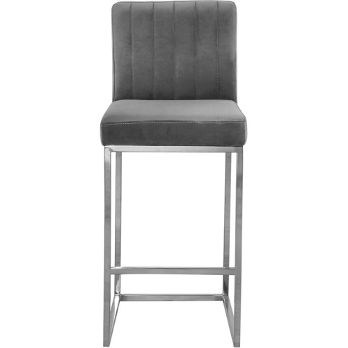 Meridian Furniture Giselle 26"H Velvet Counter Stool in Gray