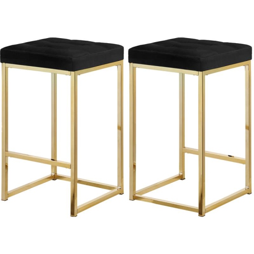 MERIDIAN FURNITURE  Nicola 26.5"h Velvet Counter Stool In (Set Of 2) In Black