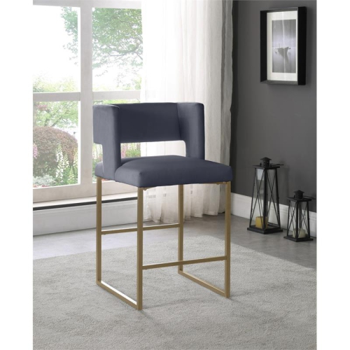 Meridian Furniture Caleb Gray Velvet Counter Stool