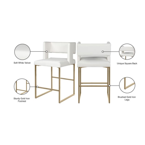 Meridian Furniture Caleb White Faux Leather Counter Stool