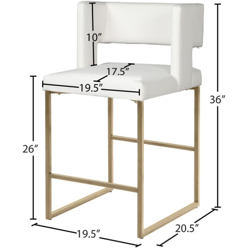 Meridian Furniture Caleb White Faux Leather Counter Stool