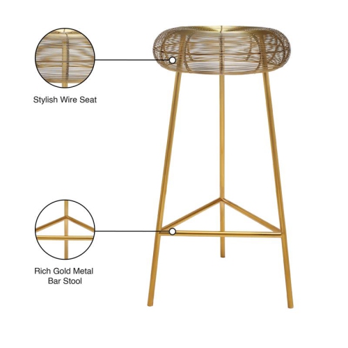 Meridian Furniture Tuscany Gold Metal Bar Stool
