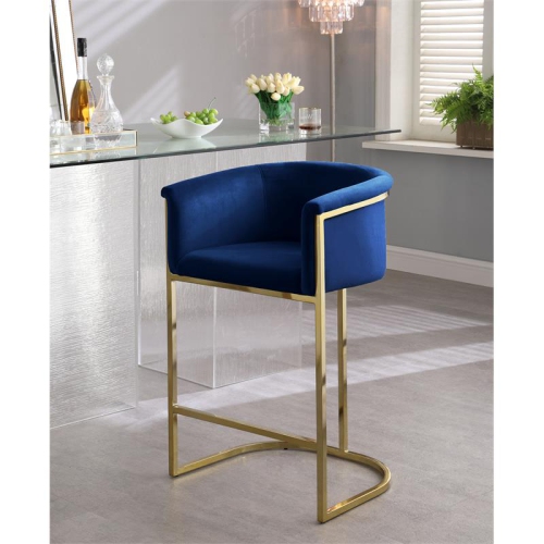 Meridian Furniture Donatella Navy Velvet Stool