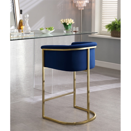 Meridian Furniture Donatella Navy Velvet Stool
