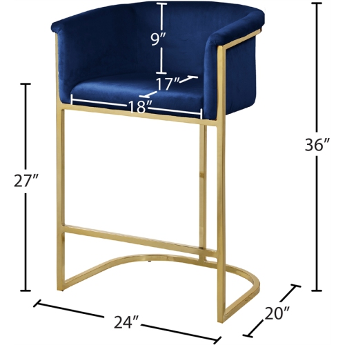 Meridian Furniture Donatella Navy Velvet Stool