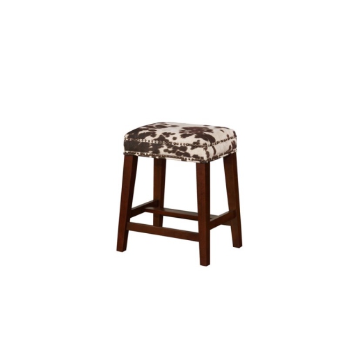 Riverbay Furniture 24" Transitional Wood/Fabric Cow Print Counter Stool in Brown