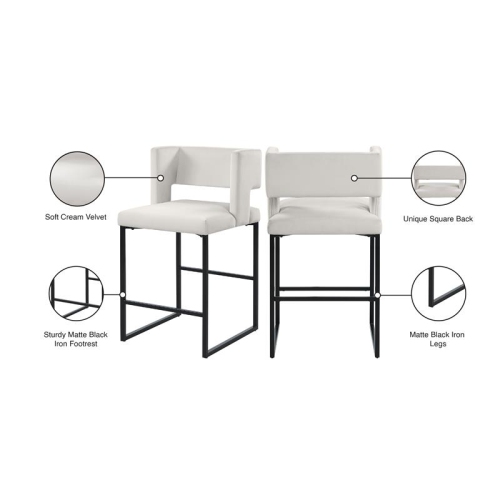 Meridian Furniture Caleb Cream Velvet Counter Stool