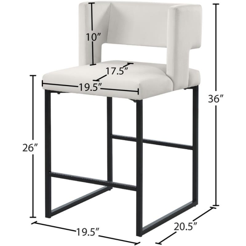 Meridian Furniture Caleb Cream Velvet Counter Stool
