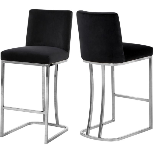 MERIDIAN FURNITURE  Heidi 26"h Velvet Counter Stool In In Black