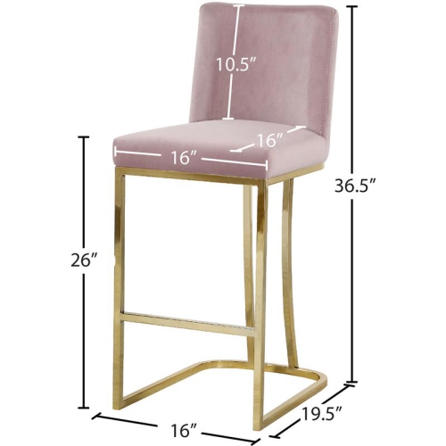 Meridian Furniture Heidi 26"H Velvet Counter Stool in Pink