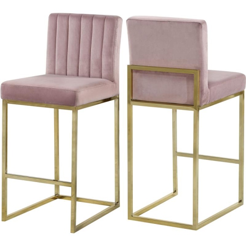 MERIDIAN FURNITURE  Giselle 26"h Velvet Counter Stool In In Pink