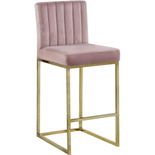 Meridian Furniture Giselle 26"H Velvet Counter Stool in Pink