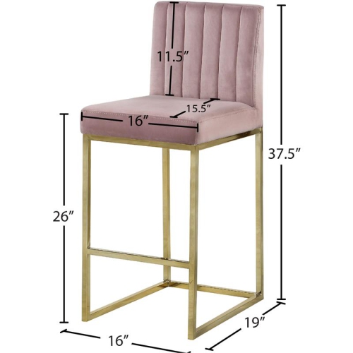 Meridian Furniture Giselle 26"H Velvet Counter Stool in Pink