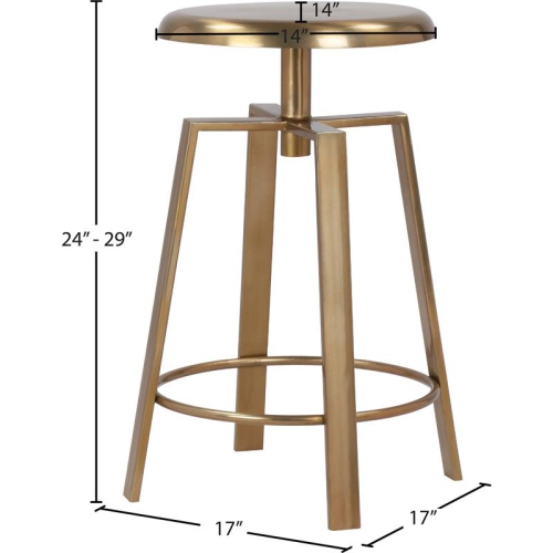 Meridian Furniture Lang Gold Iron Adjustable Counter and Bar Stool