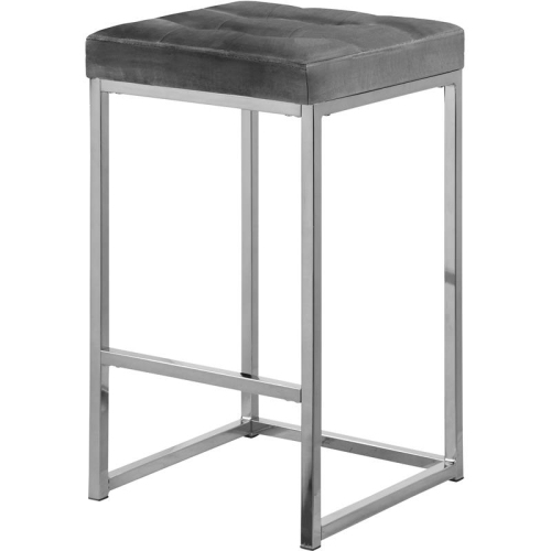 Meridian Furniture Nicola 26.5"H Velvet Counter Stool in Gray