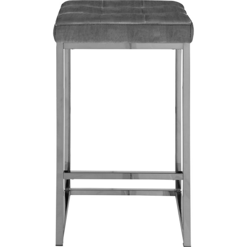 Meridian Furniture Nicola 26.5"H Velvet Counter Stool in Gray