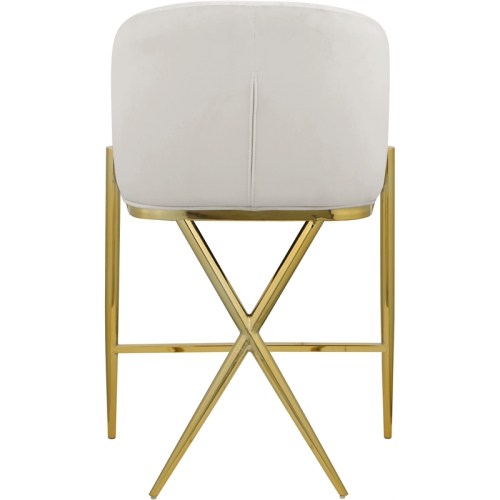 Meridian Furniture Xavier Cream Velvet Counter Stool with Gold Metal Legs